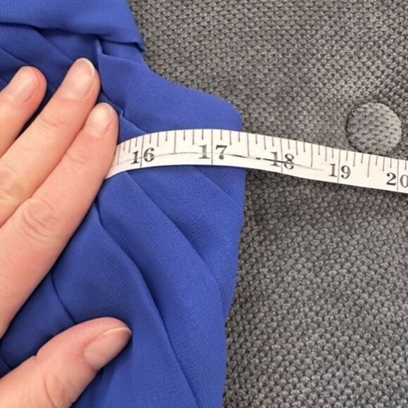 AZAZIE GRACE Royal Blue A-Line Pleated Chiffon Dress Size 6 Bridesmaid Wedding - Picture 5 of 10